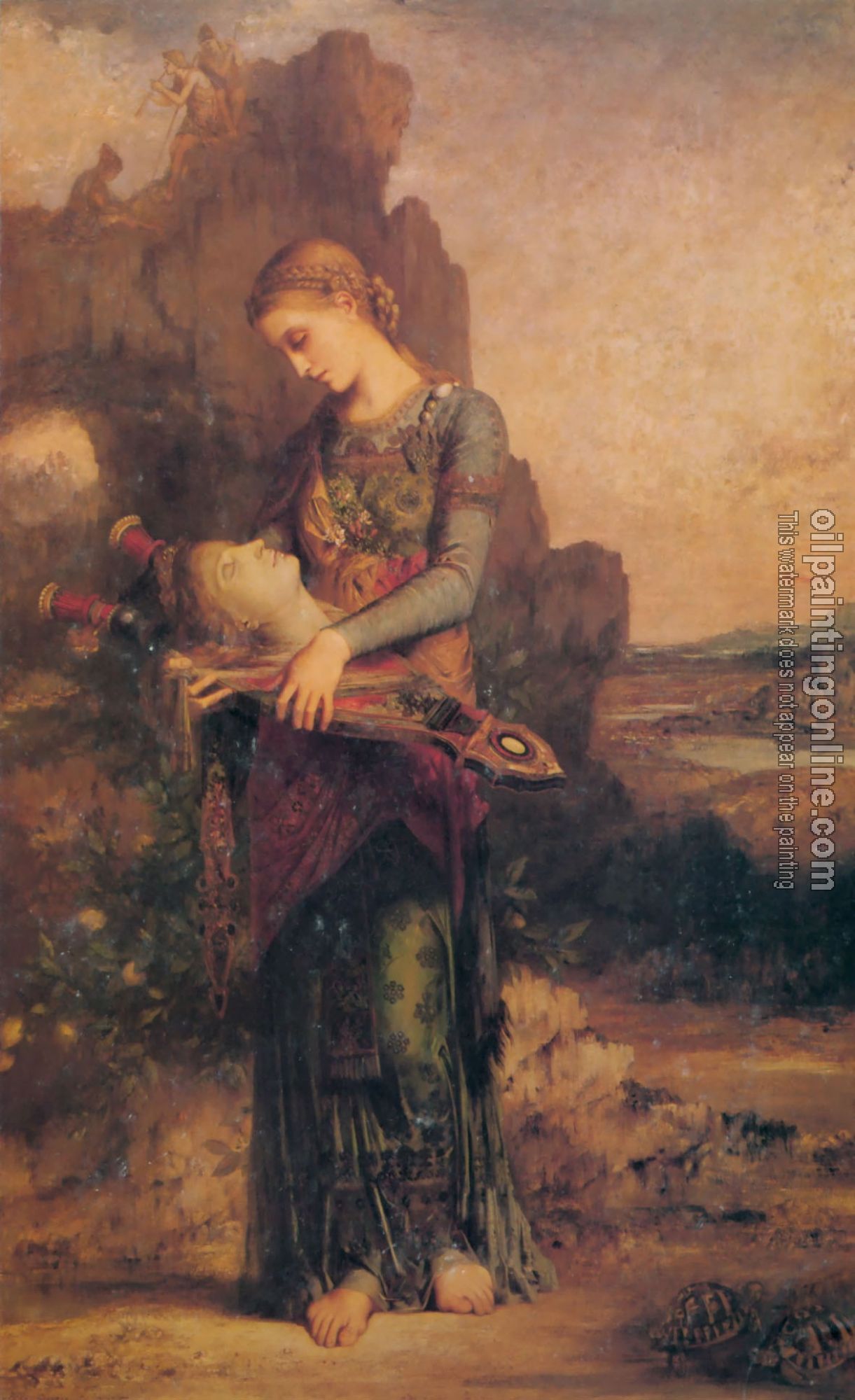 Moreau, Gustave - Thracian Girl carrying the Head of Orpheus on his Lyre